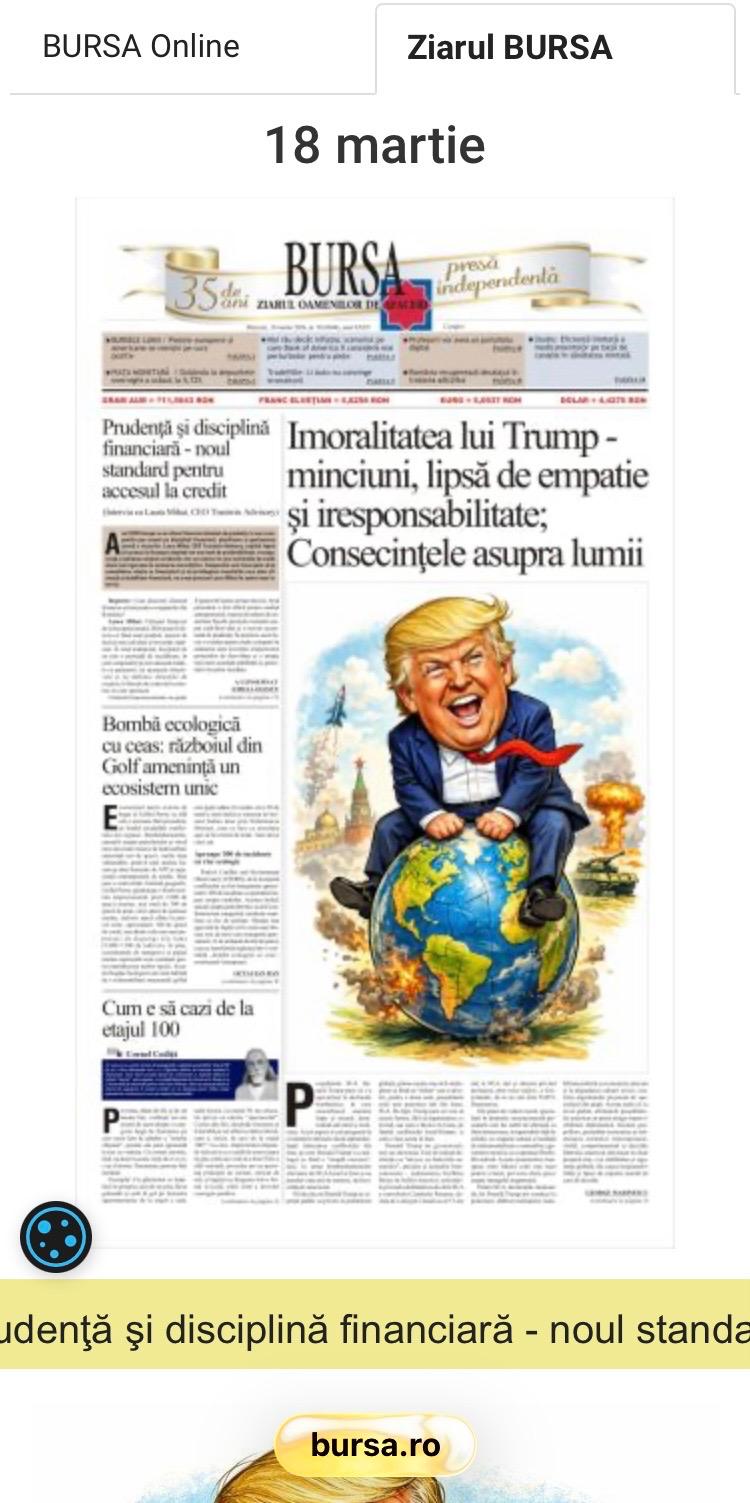 romanya da ki bursa gazetesi ve trump başligi